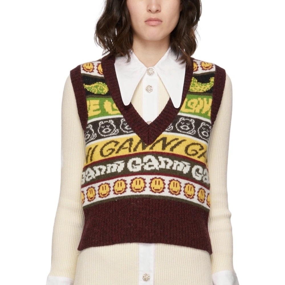 GANNI Recycled Wool Smiley Vest